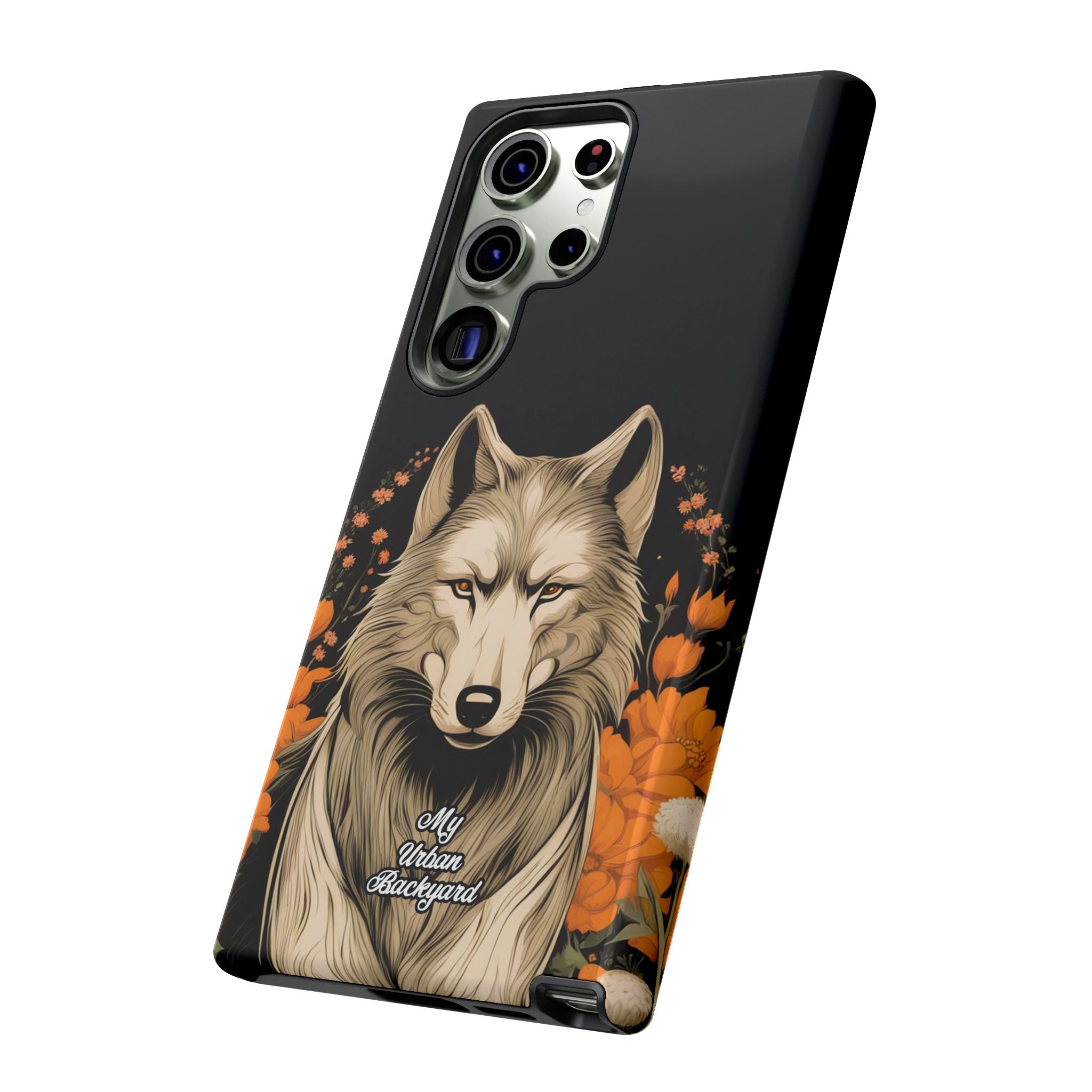 Wolf with Flowers, Animal Cell Phone Case - Apple, Samsung, Google Pixel