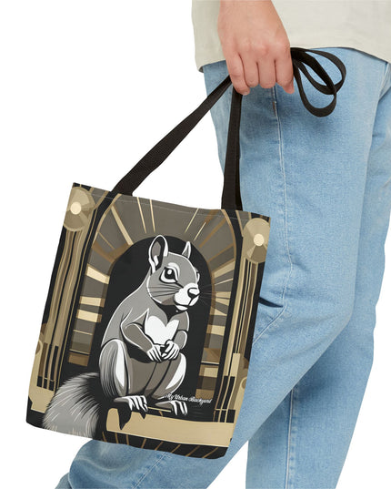 Art Deco Squirrel, Tote Bag with Cotton Handles For Everyday Use, 3 Sizes