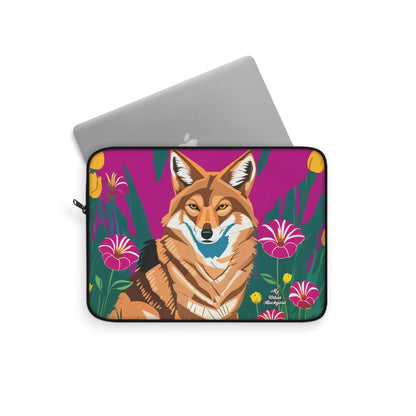 Coyote with Wildflowers, Laptop Carrying Case, Top Loading Sleeve for School or Work