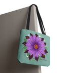 Purple Flower Tote Bag with Cotton Handles For Everyday Use, 3 Sizes