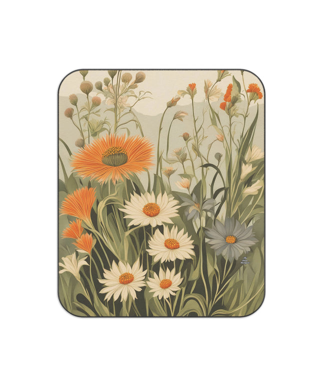 Daisy Wildflowers, Cozy Outdoor Picnic Blanket, Water-Resistant Bottom, 51" × 61"