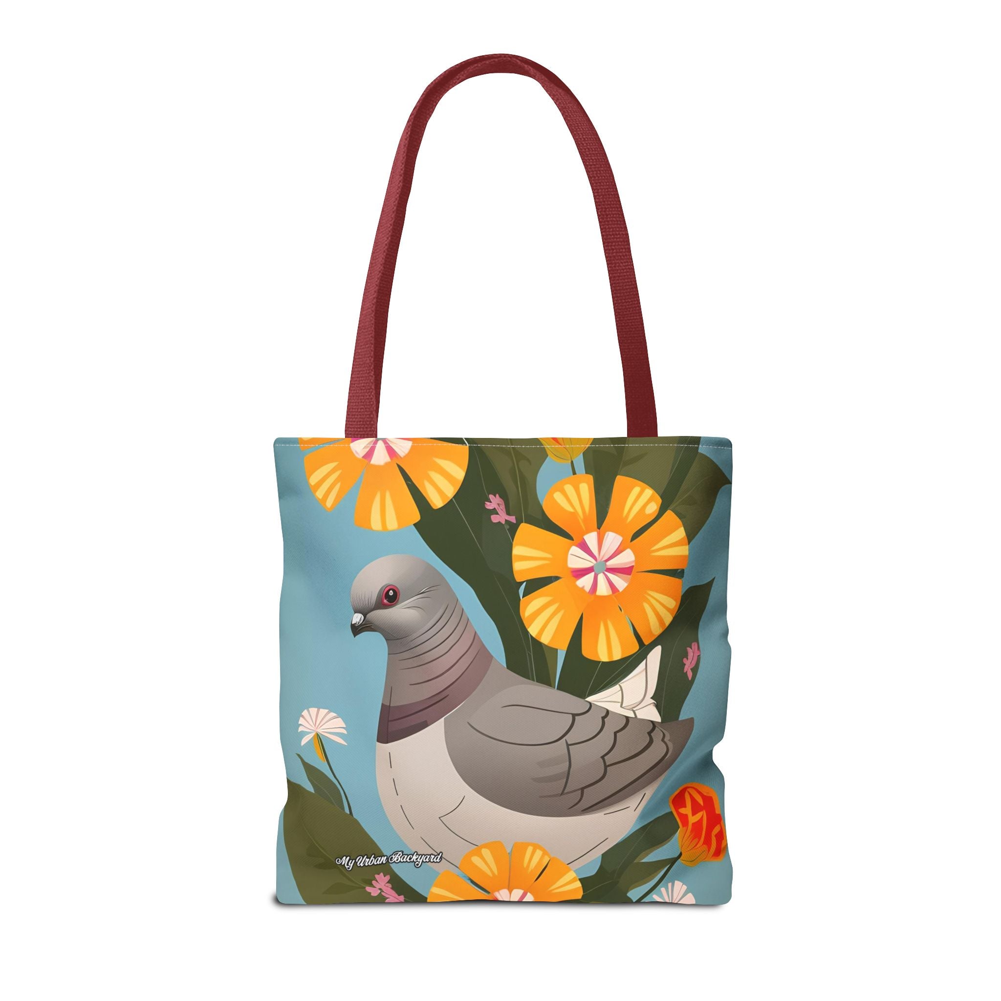 Pigeon and Yellow Flowers Tote Bag with Cotton Handles For Everyday Use, 3 Sizes