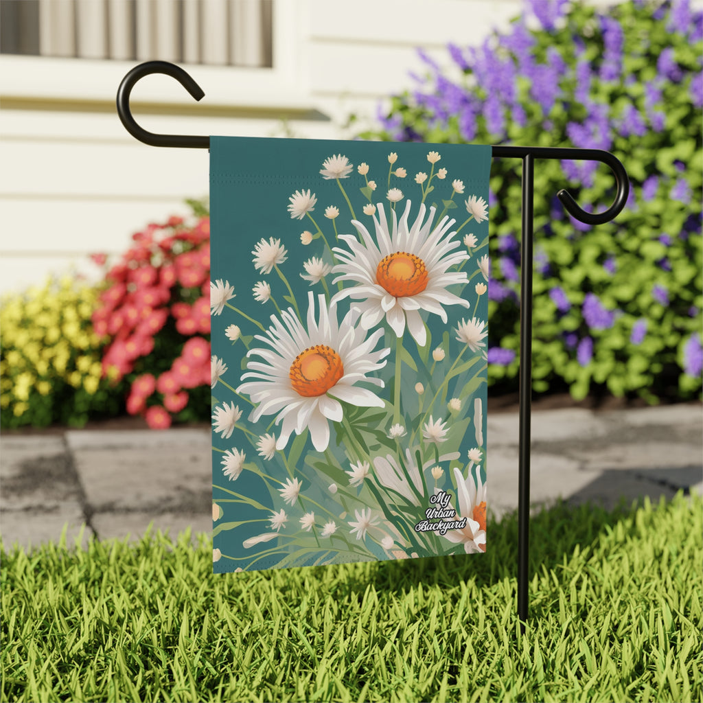 White Flowers, Garden Flag for Yard, Patio, Porch, or Work, 12"x18" - Flag only