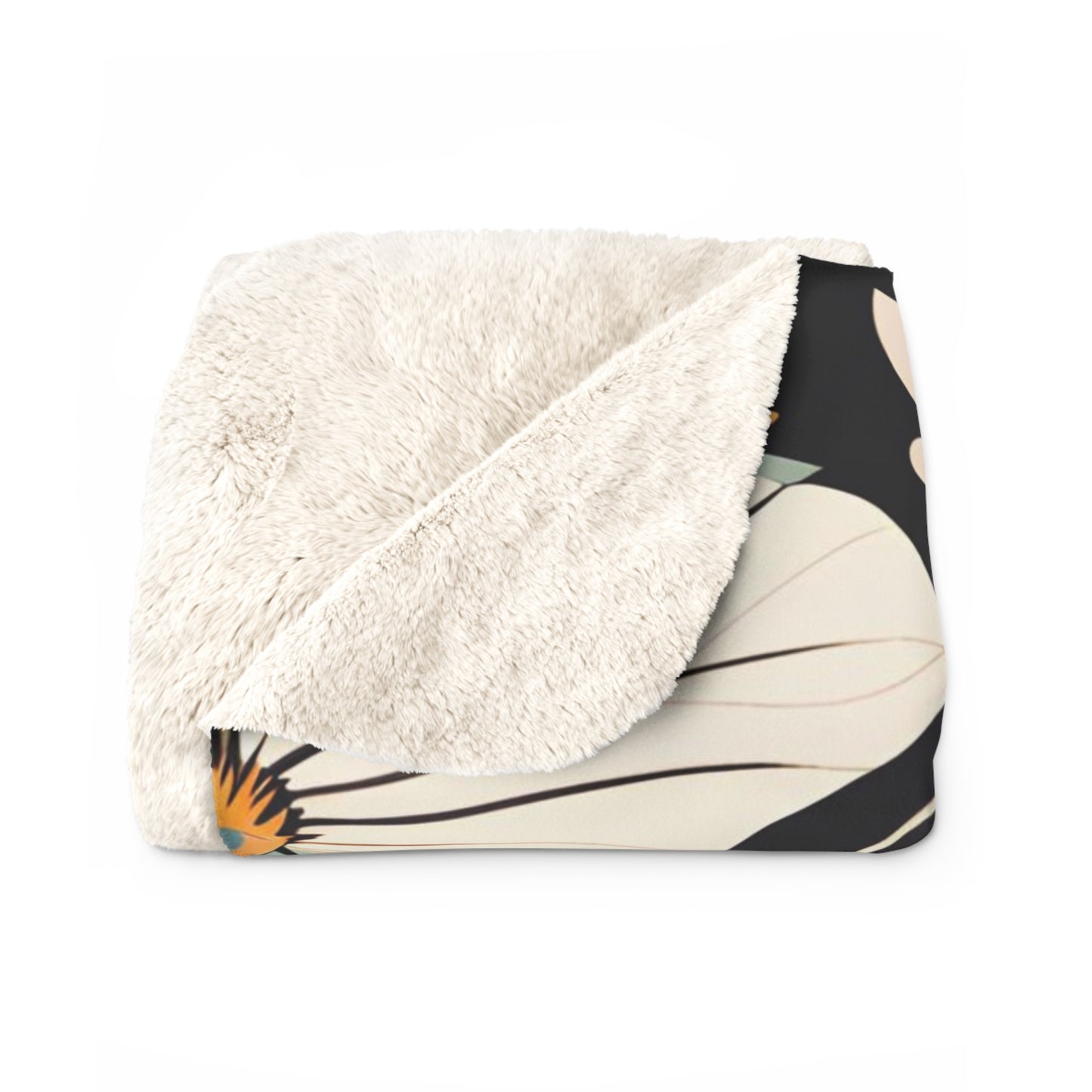 White Bird with Flowers, Sherpa Fleece Blanket for Cozy Warmth, 50"x60"