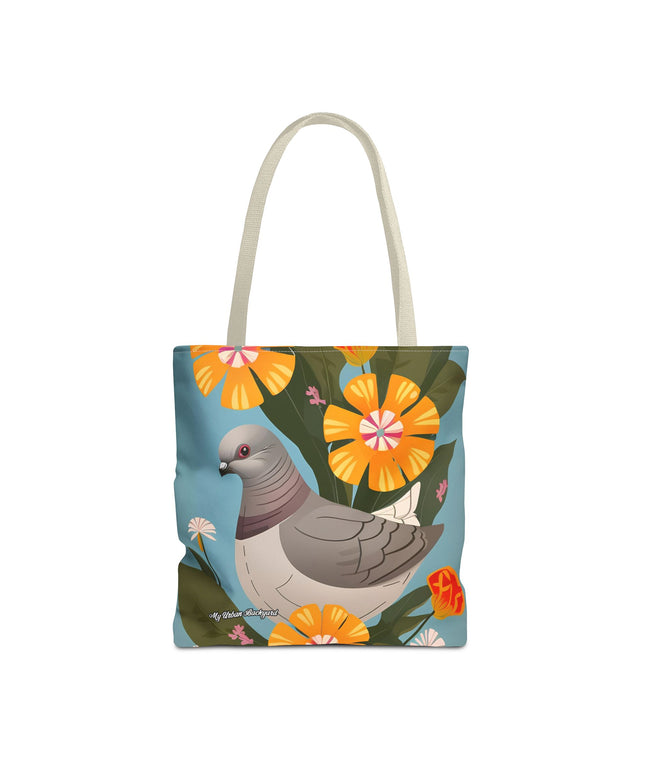 Pigeon and Yellow Flowers Tote Bag with Cotton Handles For Everyday Use, 3 Sizes