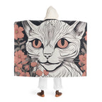 Vampire Cat with Flowers, Cozy Hooded Sherpa Fleece Blanket