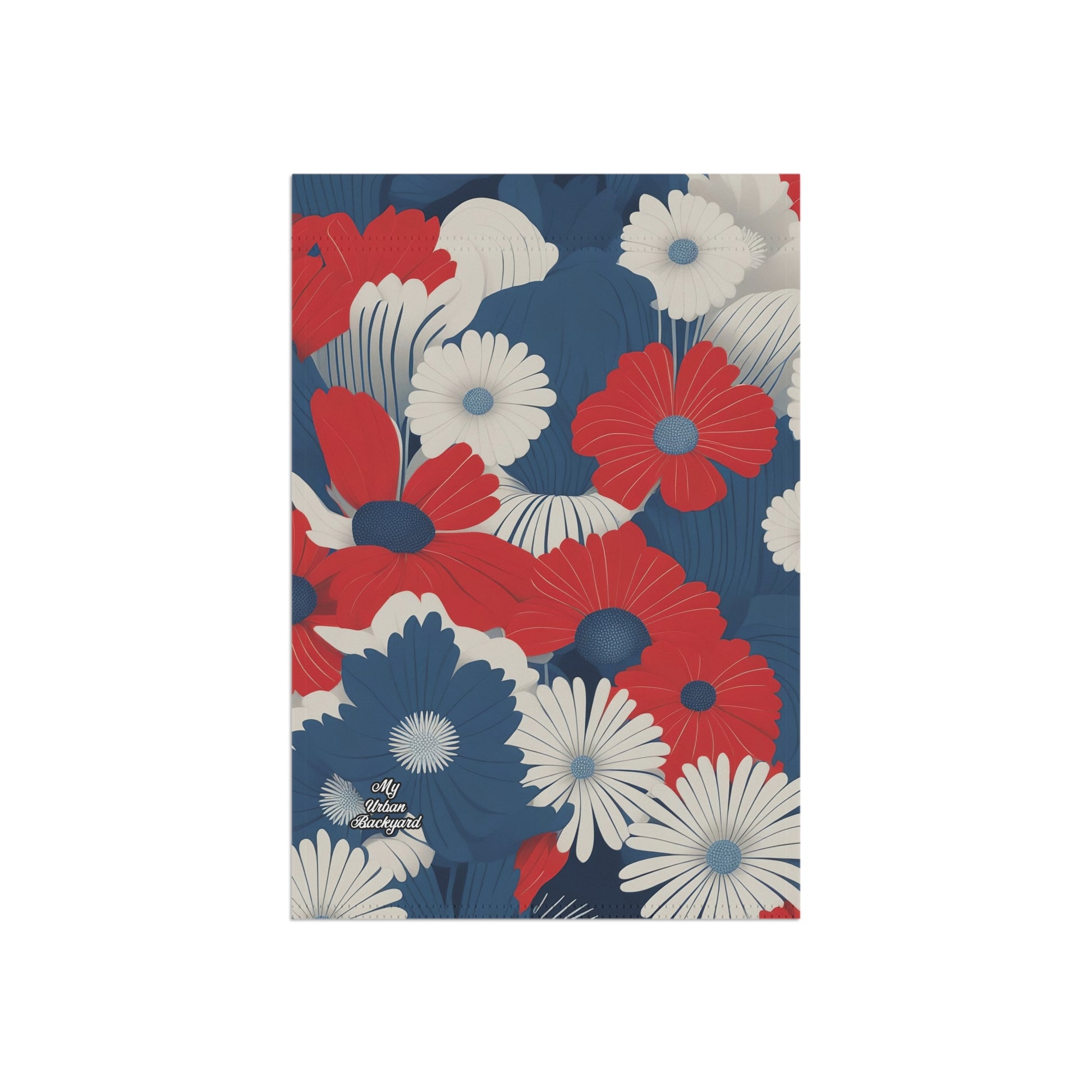Patriotic Floral Garden Flag, Seasonal Outdoor Decoration, Floral Home Decor, Summer House Flag, 12"x18" - Flag only