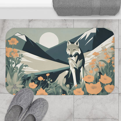 Mountain Wolf, Memory Foam Bath Mat - Cozy Bathroom Essential