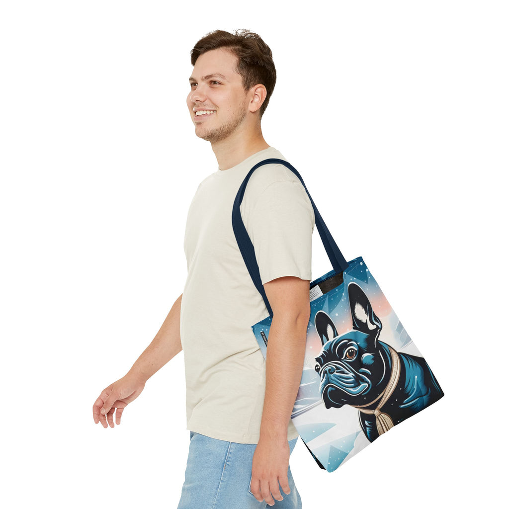 French Bulldog Winter Tote Bag — Snowy Pup All-Over Print Tote
