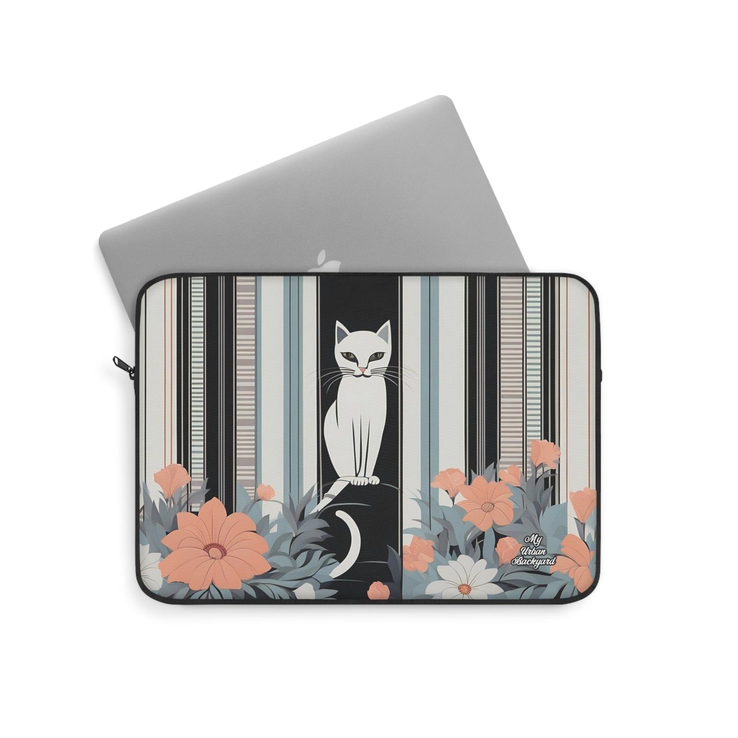 White Cat, Laptop Carrying Case, Top Loading Sleeve for School or Work