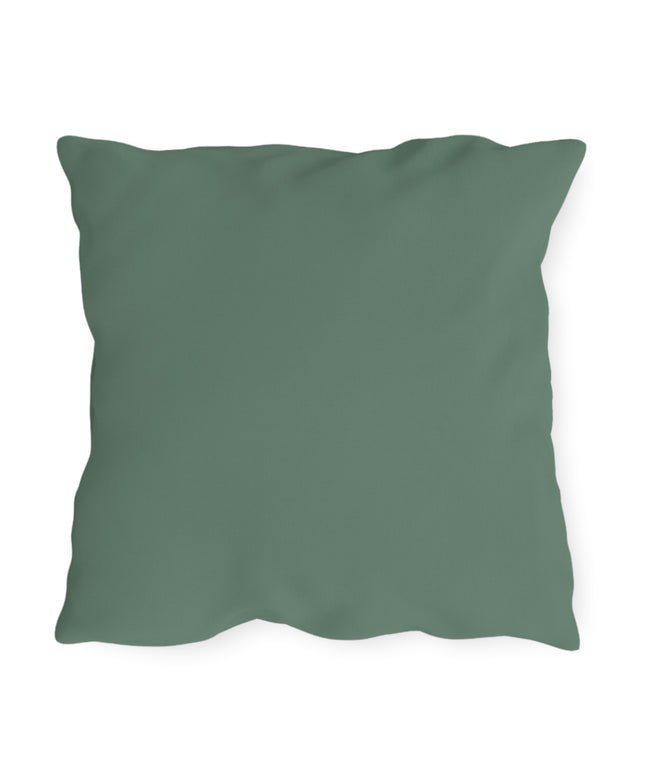 Blanca Purrington, Cat Throw Pillow, Slate Green accent color, Indoor/Outdoor Decor for Home or Office
