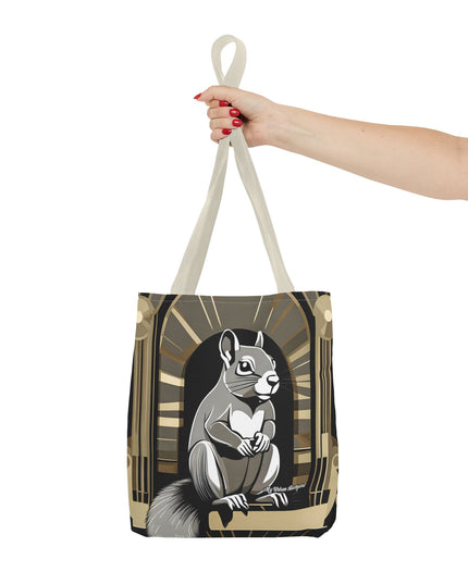 Art Deco Squirrel, Tote Bag with Cotton Handles For Everyday Use, 3 Sizes