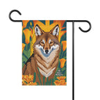 Coyote and Orange Flowers, Garden Flag