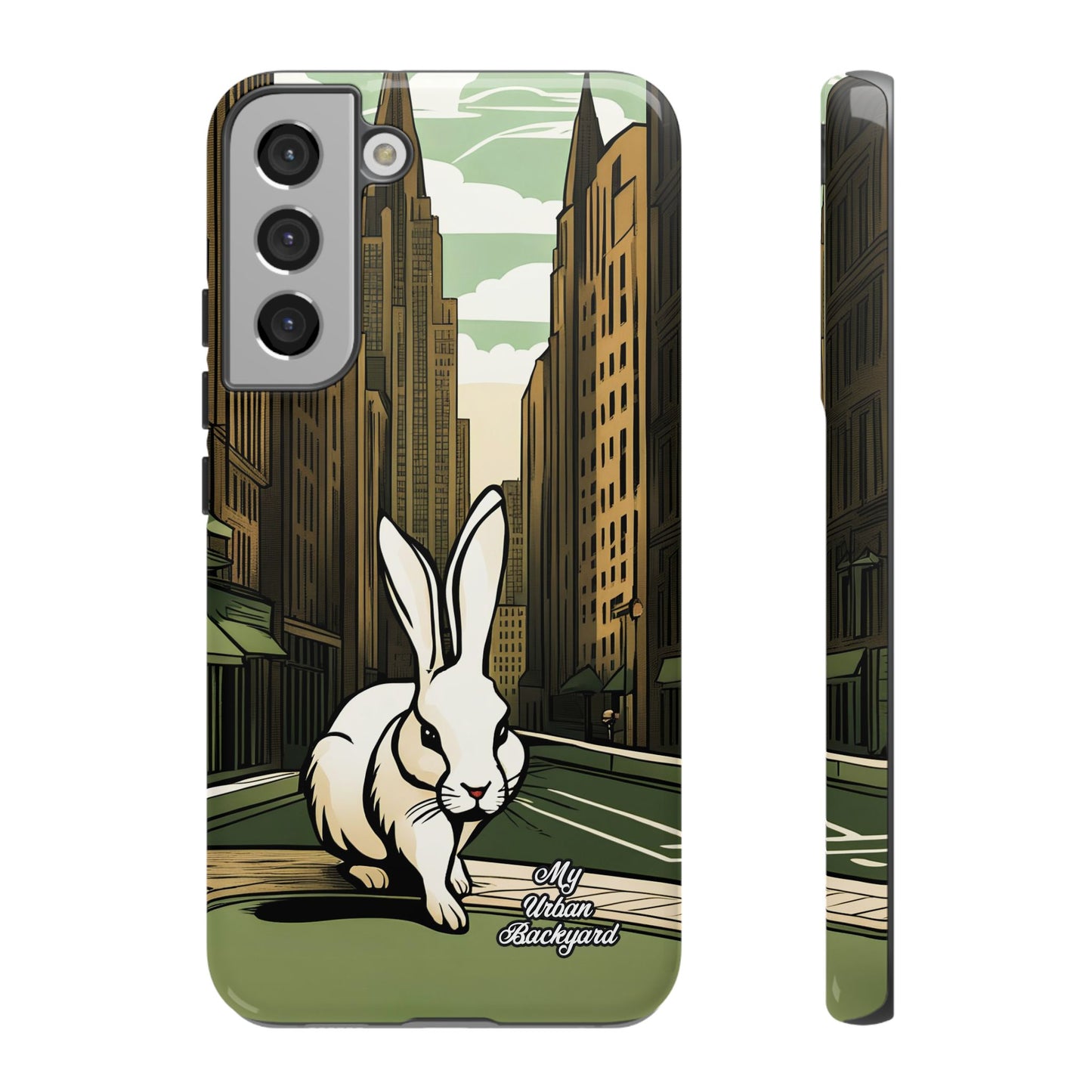 White Rabbit on a City Street, Cell Phone Case - Apple, Samsung, or Google Pixel