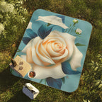 Large Flower, Cozy Outdoor Picnic Blanket, Water-Resistant Bottom, 51" × 61"