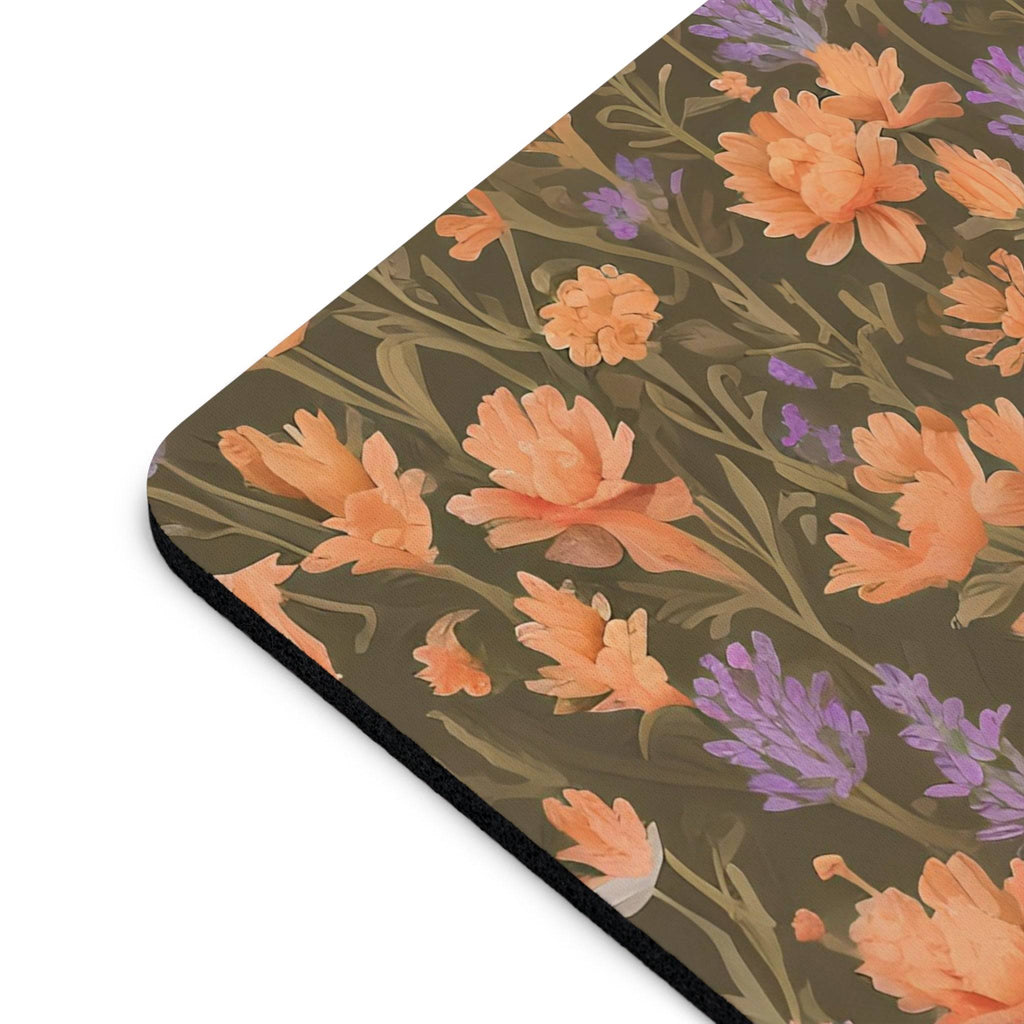 Computer Mouse Pad, Non-slip rubber bottom, Orange and Purple Flowers