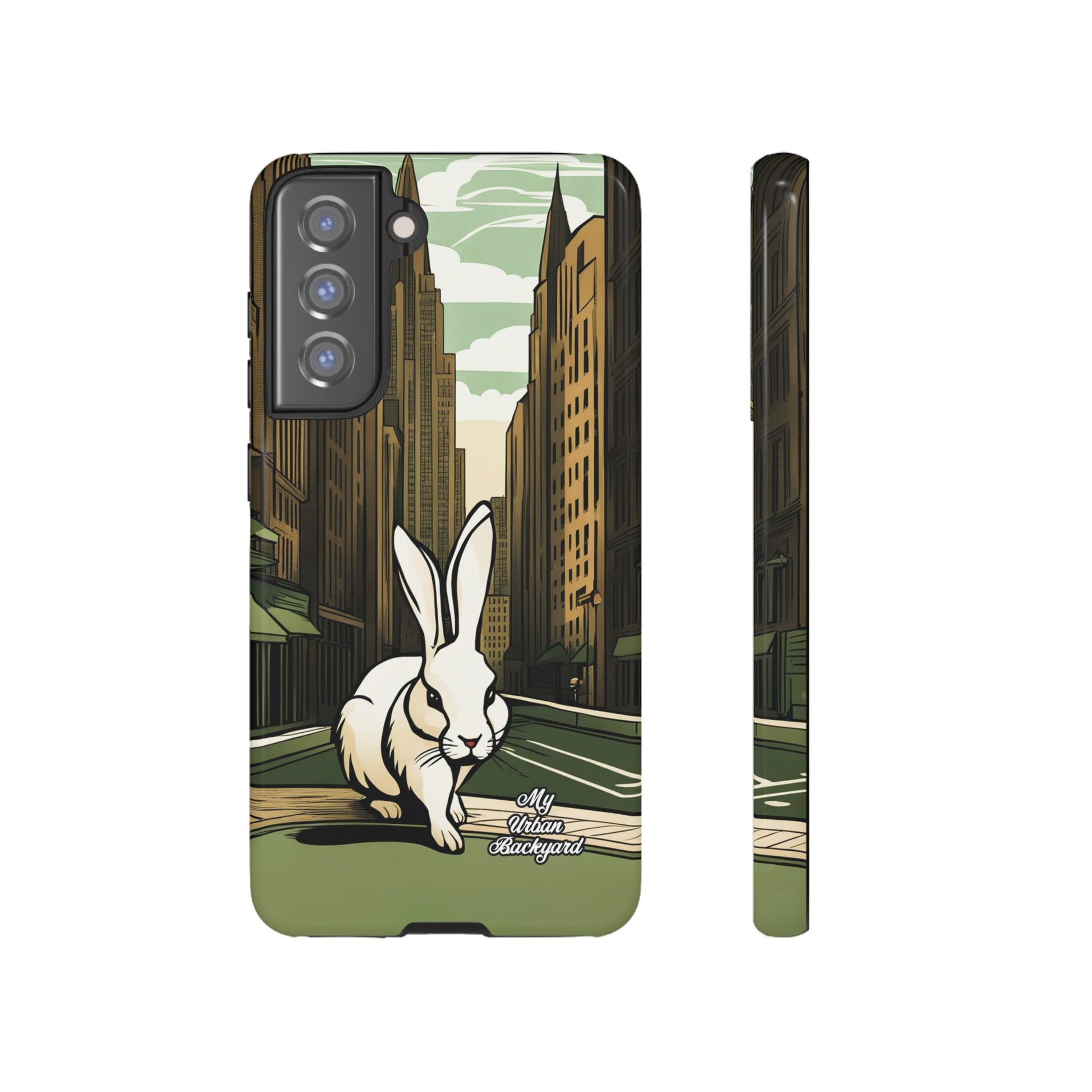 White Rabbit on a City Street, Cell Phone Case - Apple, Samsung, or Google Pixel
