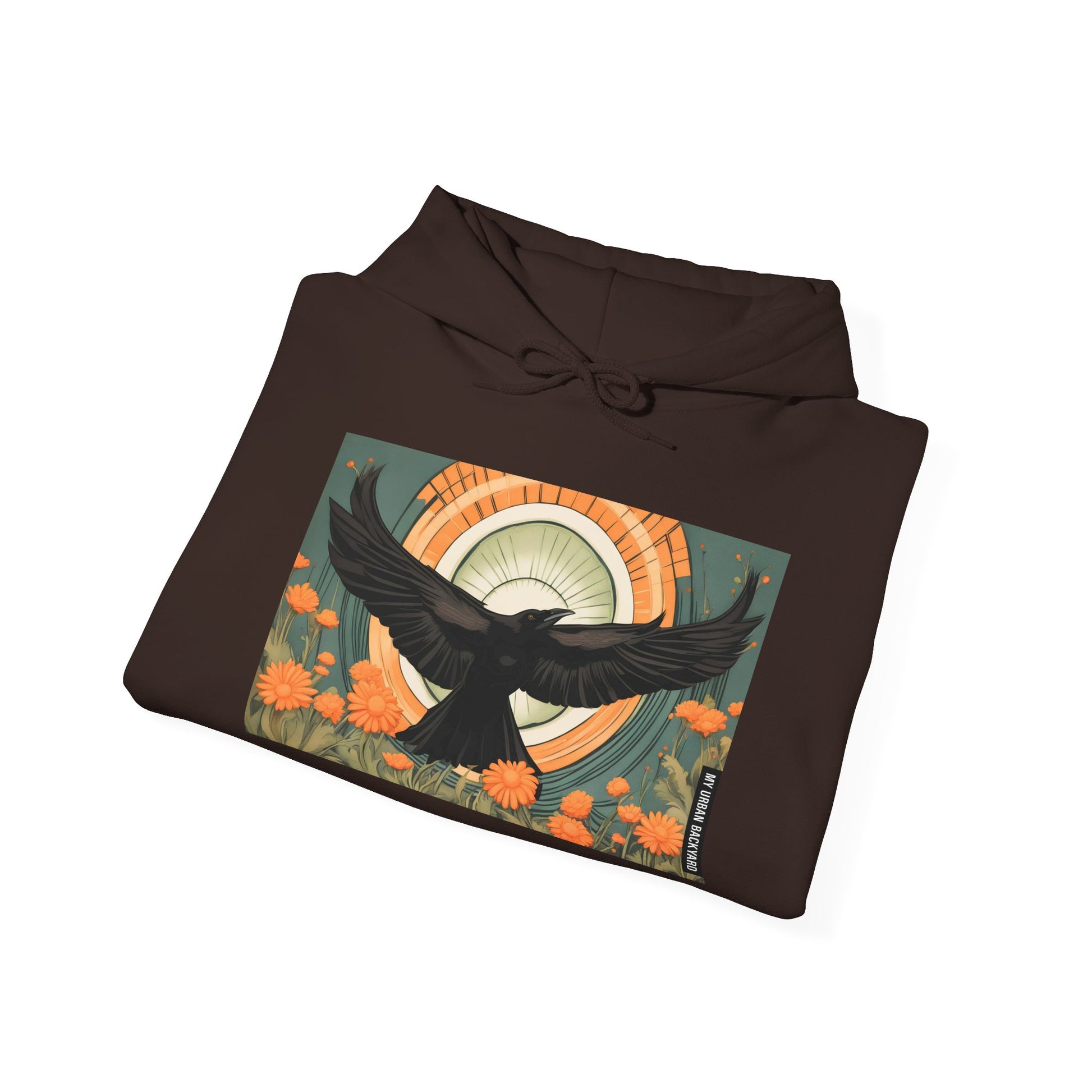 Flying Crow Hoodie, Cozy Bird Design Sweatshirt, Gift for Nature Lovers, Fall Fashion, Eco-Friendly Apparel