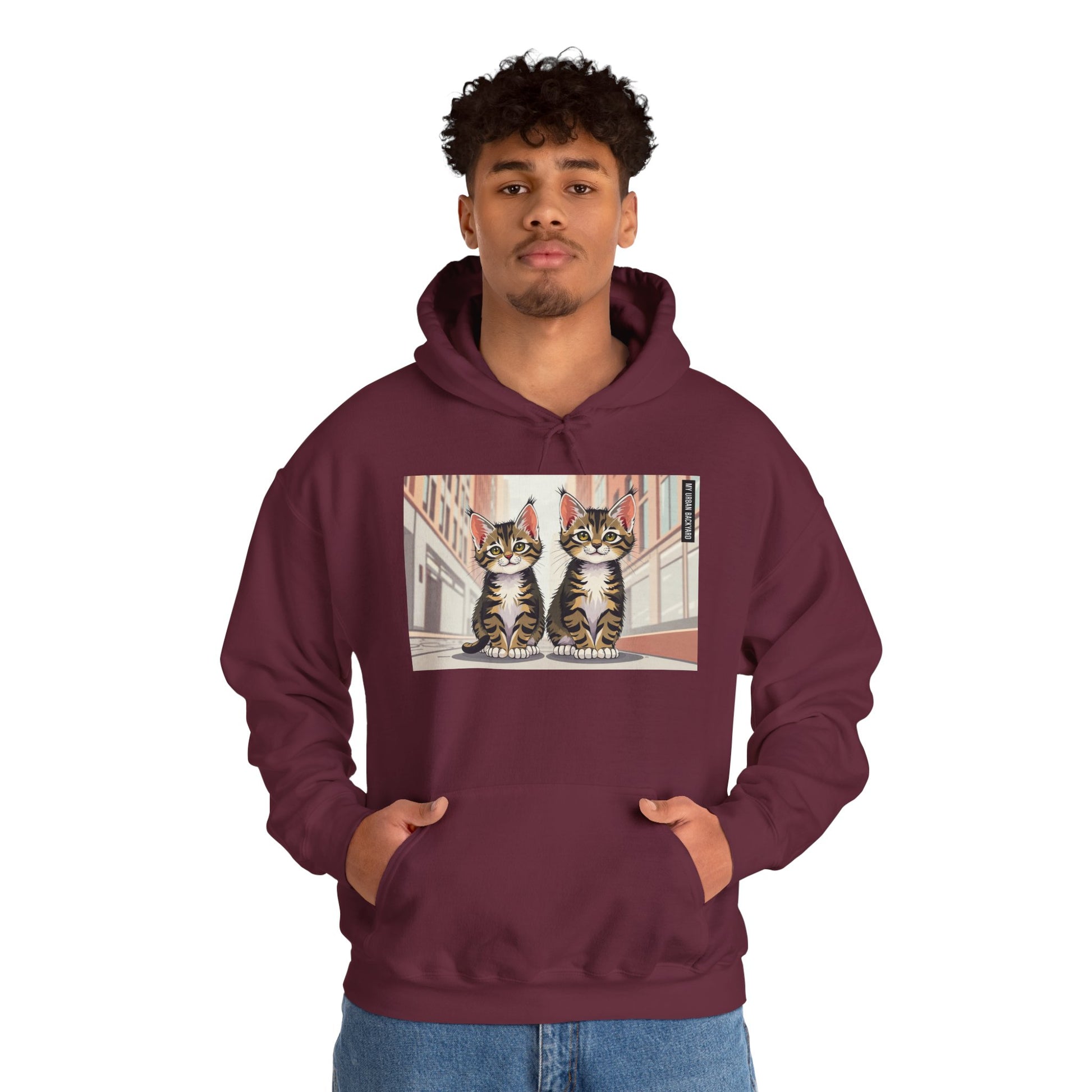 Cute Tabby Kittens Hooded Sweatshirt, Cozy Gift for Pet Owners, Cat Mom Hoodie, Cute Cat Sweatshirt, Cat-Themed Apparel, Animal Lover Gift