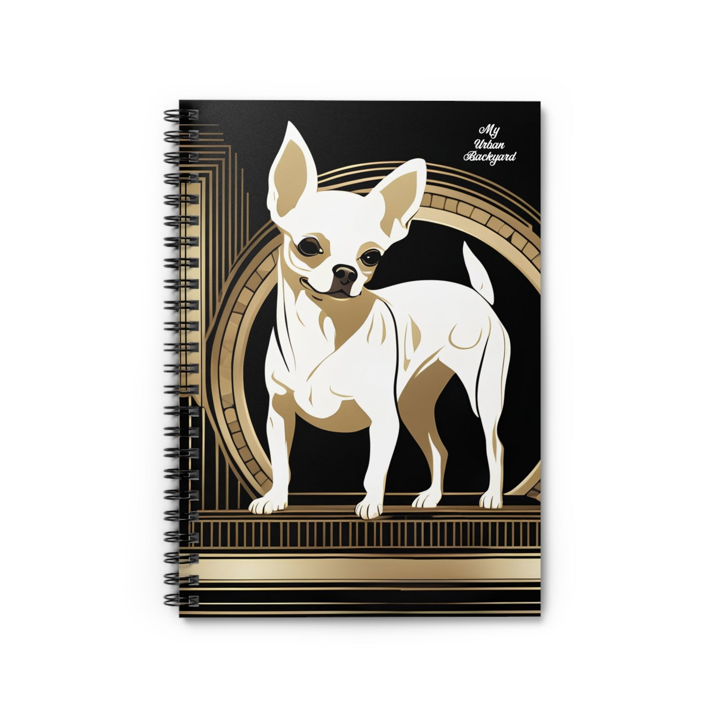 White Chihuahua, Spiral Notebook Writing Journal - 118 Ruled Pages