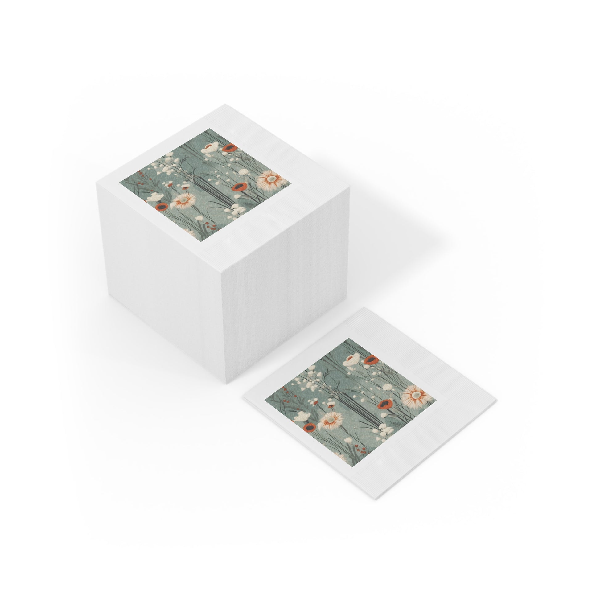 Winter Wildflowers Cocktail Napkins - Vintage Flower Party Napkins, 2 sizes, Pack of 50 or 100