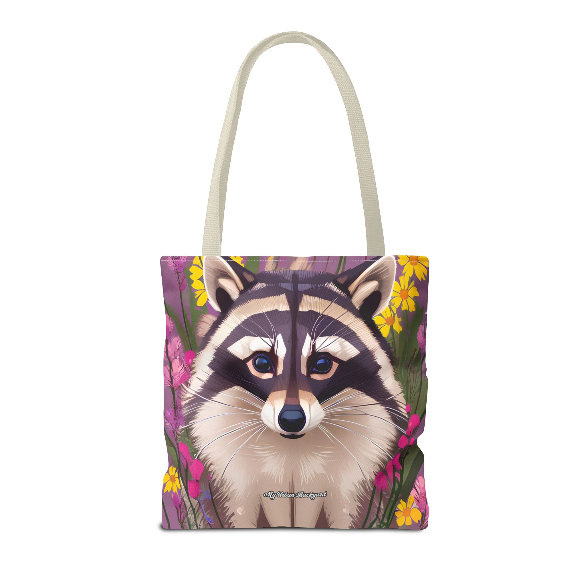 Raccoon and Flowers Tote Bag with Cotton Handles For Everyday Use, 3 Sizes