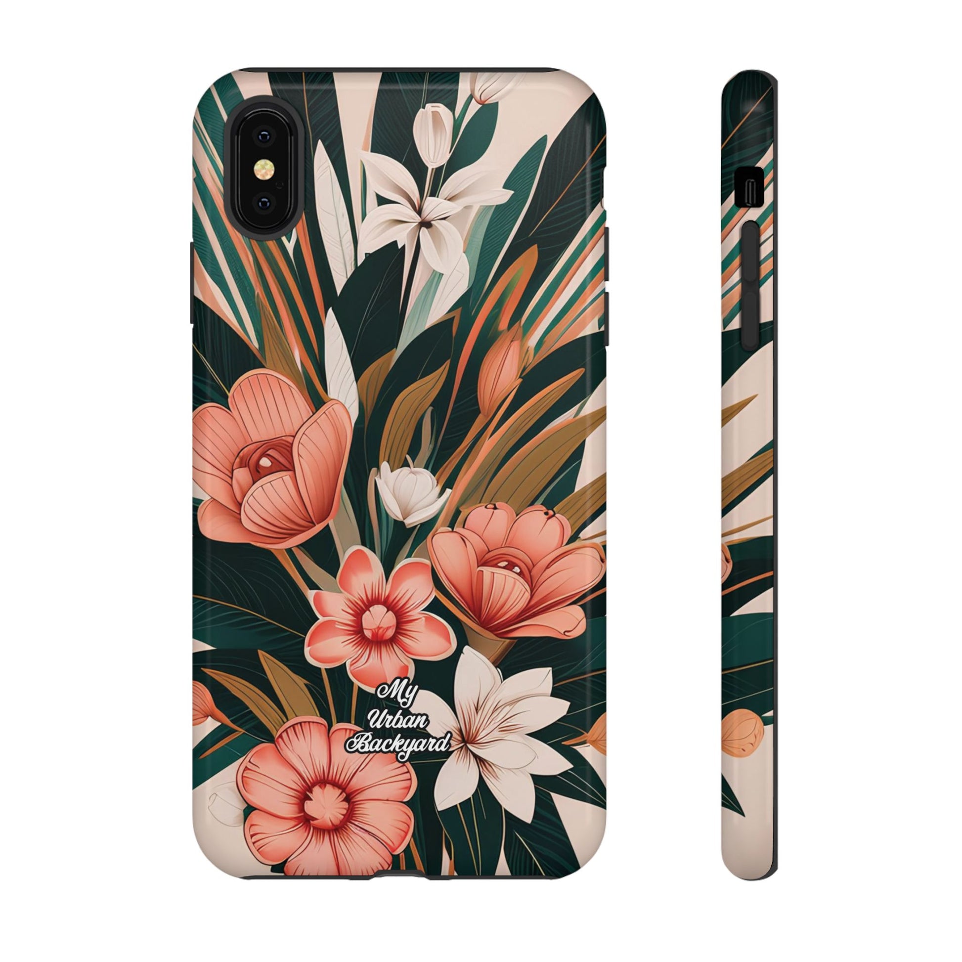 Peach Art Deco Flowers, Cell Phone Case - Apple, Samsung, Google Pixel