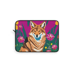 Coyote with Wildflowers, Laptop Carrying Case, Top Loading Sleeve for School or Work