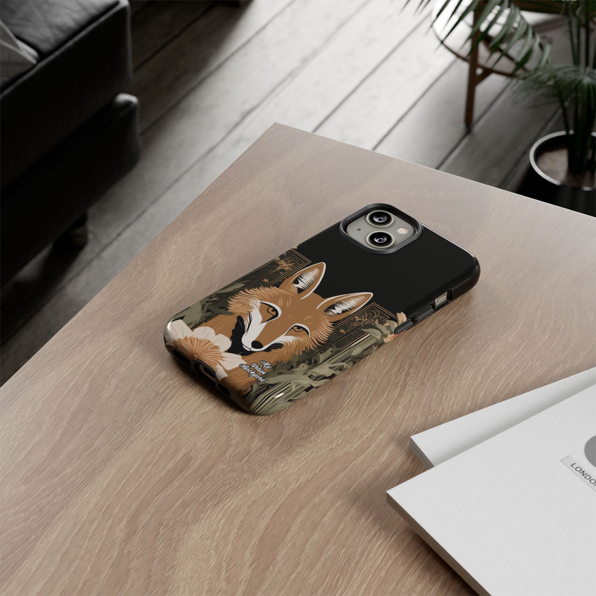Art Deco Coyote with Flower, Cell Phone Case - Apple, Samsung, Google Pixel