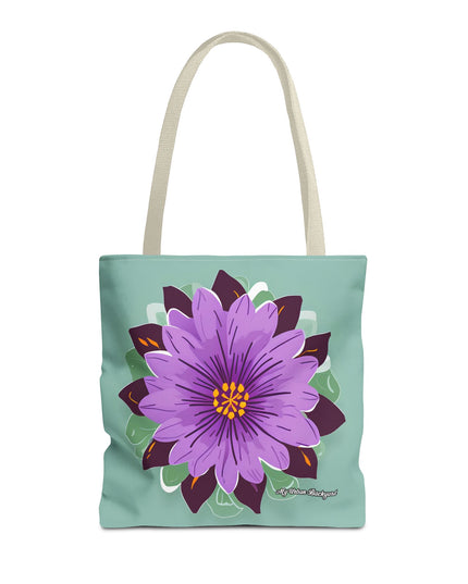 Purple Flower Tote Bag with Cotton Handles For Everyday Use, 3 Sizes