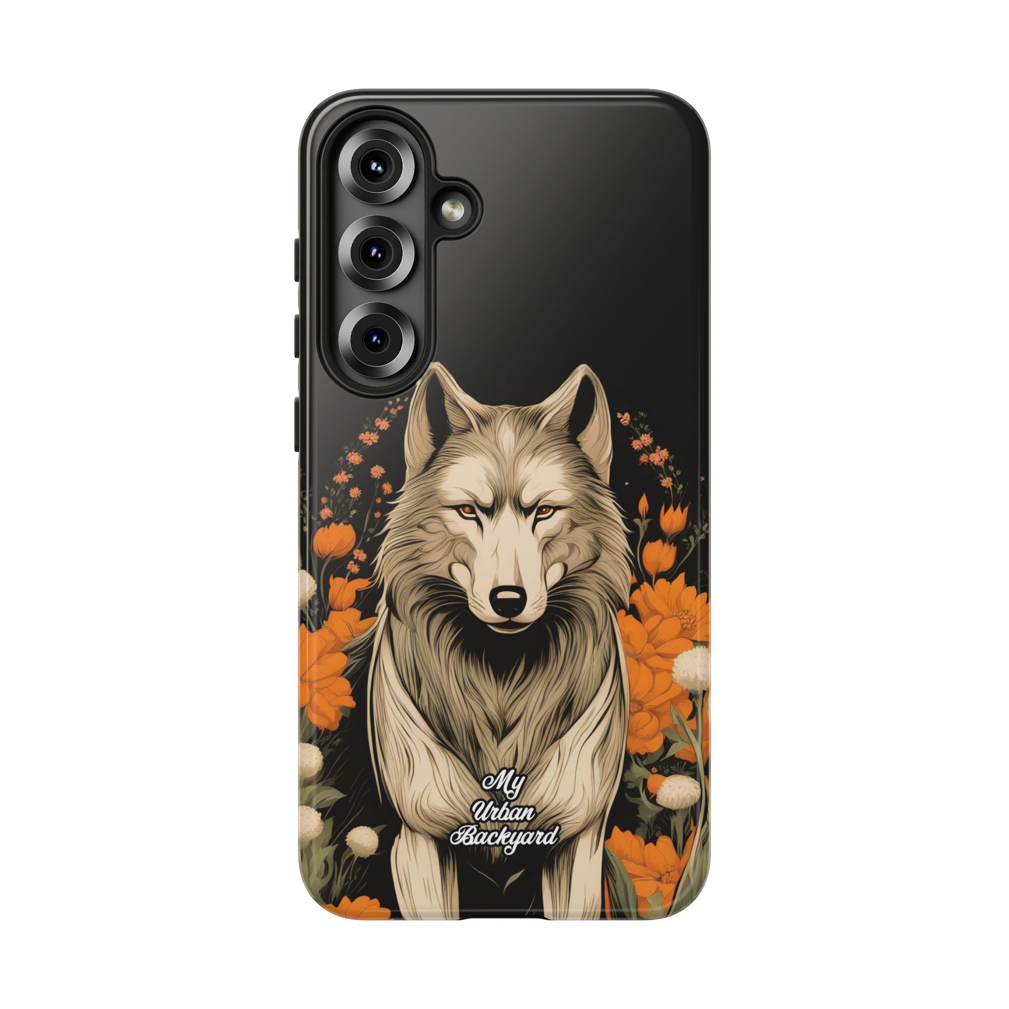 Wolf with Flowers, Animal Cell Phone Case - Apple, Samsung, Google Pixel
