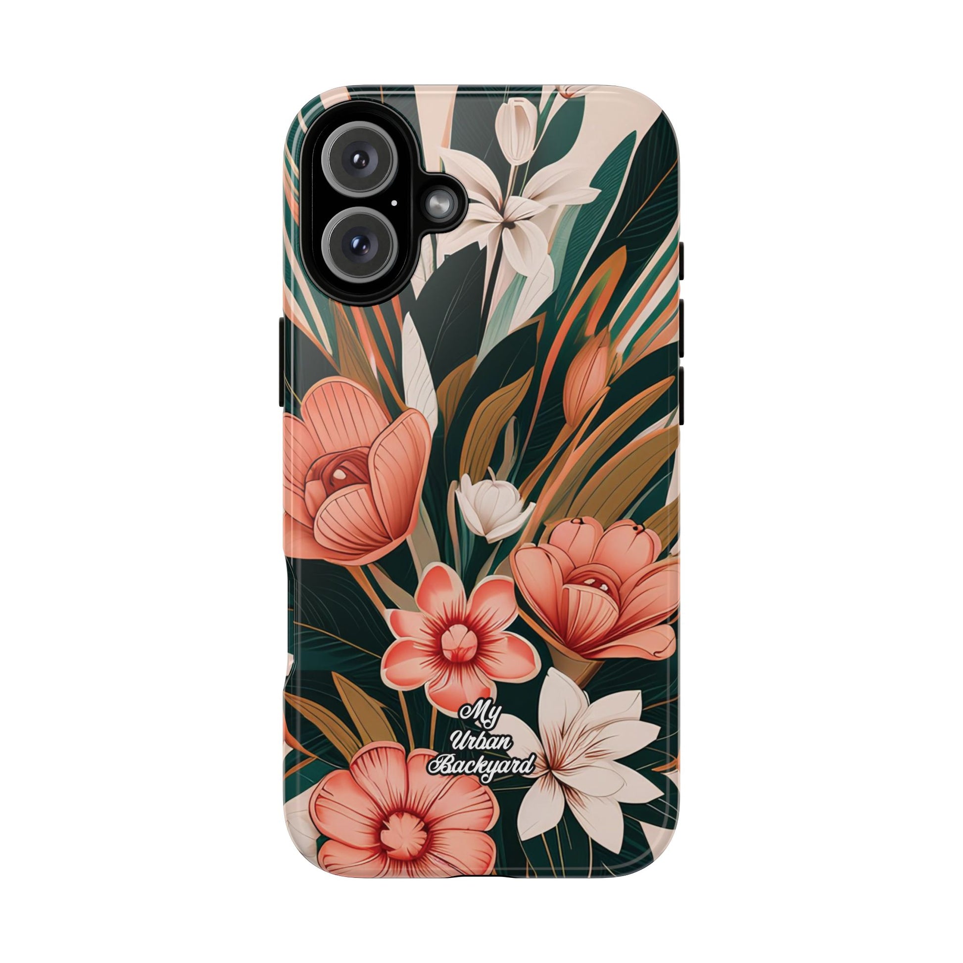 Peach Art Deco Flowers, Cell Phone Case - Apple, Samsung, Google Pixel