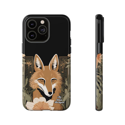 Art Deco Coyote with Flower, Cell Phone Case - Apple, Samsung or Google Pixel