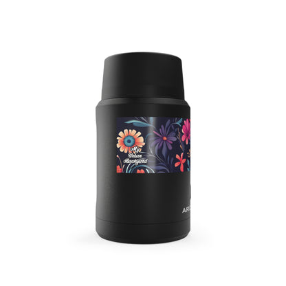 Night Blooming Wildflowers, Reusable Insulated Food Storage Container with Spoon – 16.9oz