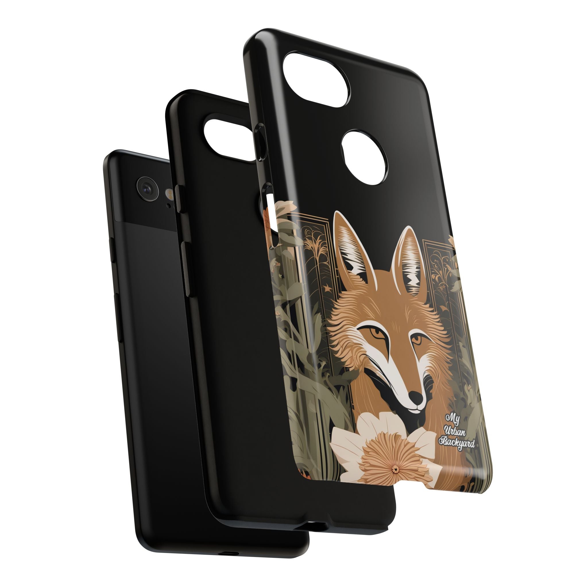 Art Deco Coyote with Flower, Cell Phone Case - Apple, Samsung, Google Pixel