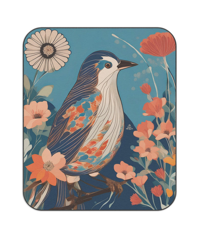 Colorful Bird, Outdoor Picnic Blanket with Soft Fleece Top, Water-Resistant Bottom, 51" × 61"
