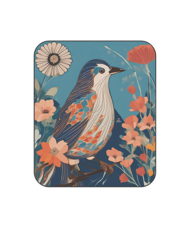 Colorful Bird, Outdoor Picnic Blanket with Soft Fleece Top, Water-Resistant Bottom, 51" × 61"
