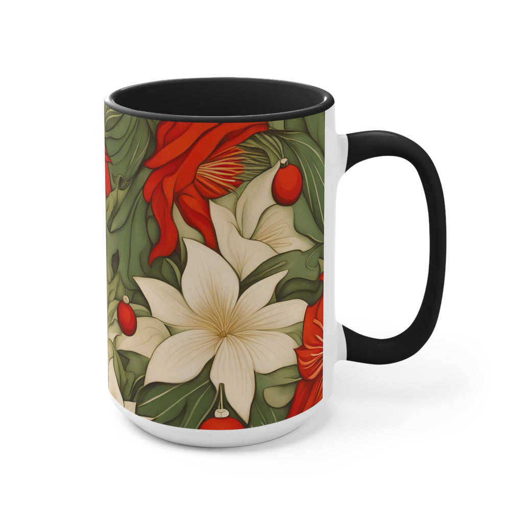 Christmas Flowers, Ceramic Mug - Perfect for Coffee, Tea, and More!
