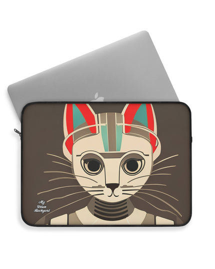 Art Deco Cat, Laptop Carrying Case, Top Loading Sleeve for School or Work