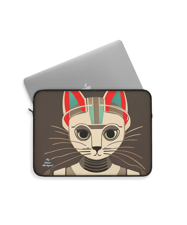Art Deco Cat, Laptop Carrying Case, Top Loading Sleeve for School or Work