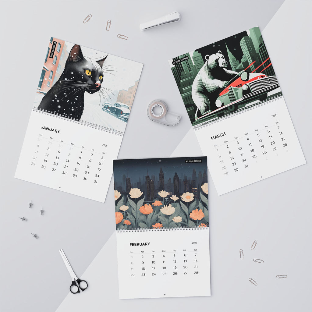 2026 My Urban Backyard Wall Calendar - Monthly Planner for Nature Lovers and Art Enthusiasts