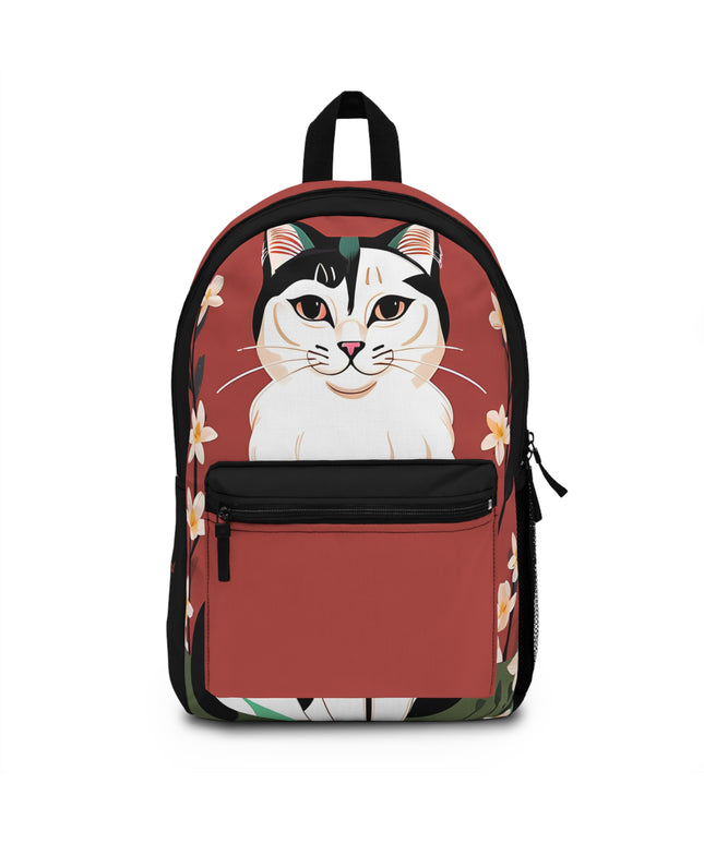 White and Black Cat, Backpack with Computer Pocket and Padded Back