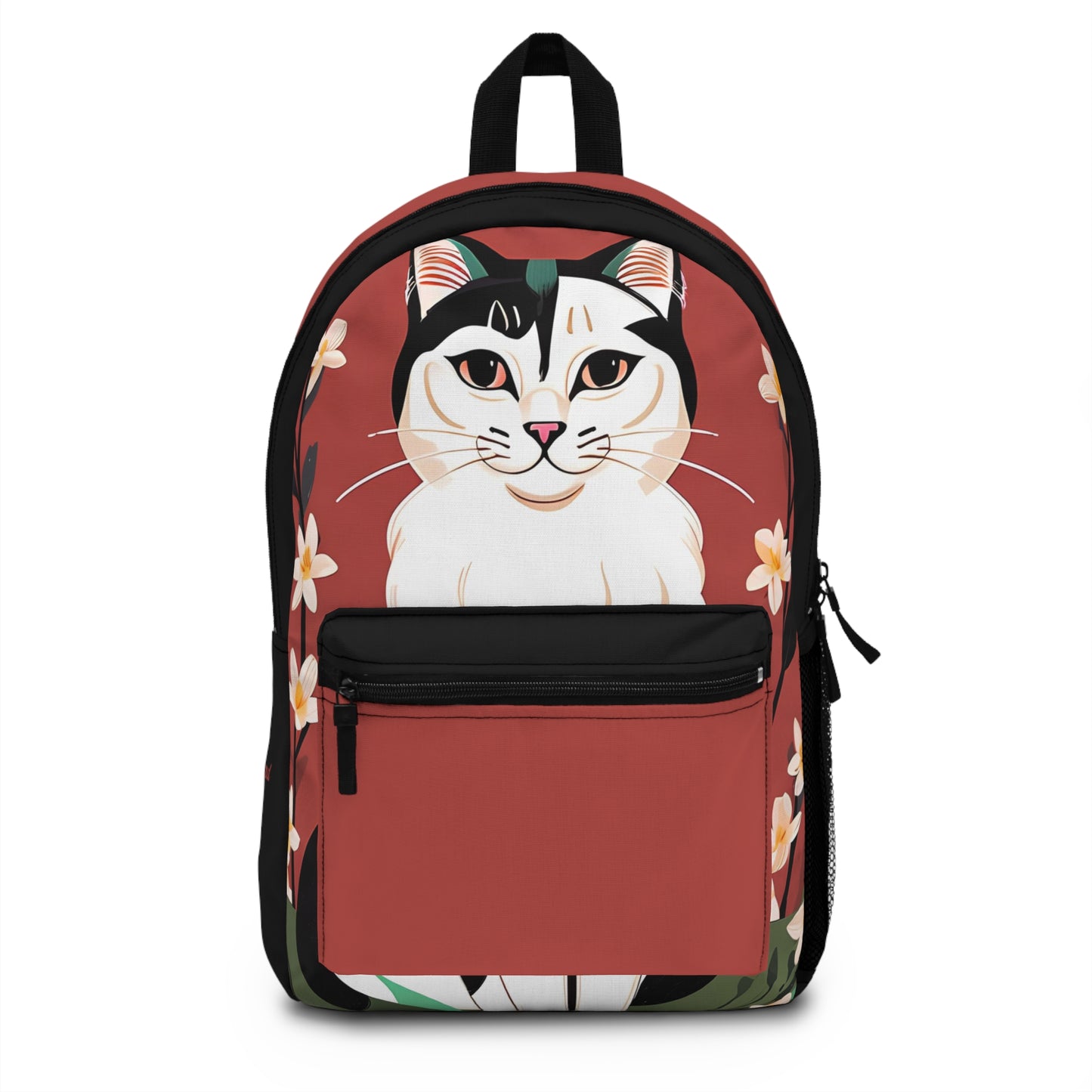 White and Black Cat, Backpack with Computer Pocket and Padded Back