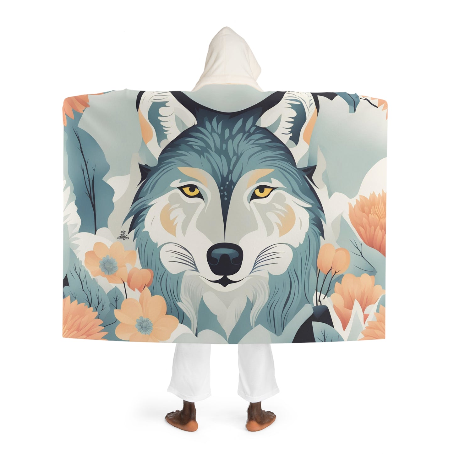 Cozy Comforts Bundle, Hooded Blanket and 2 Throw Pillows - Wolf & Cats