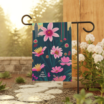 Pink Urban Wildflowers, Garden Flag for Yard, Patio, Porch, or Work, 12"x18" - Flag only