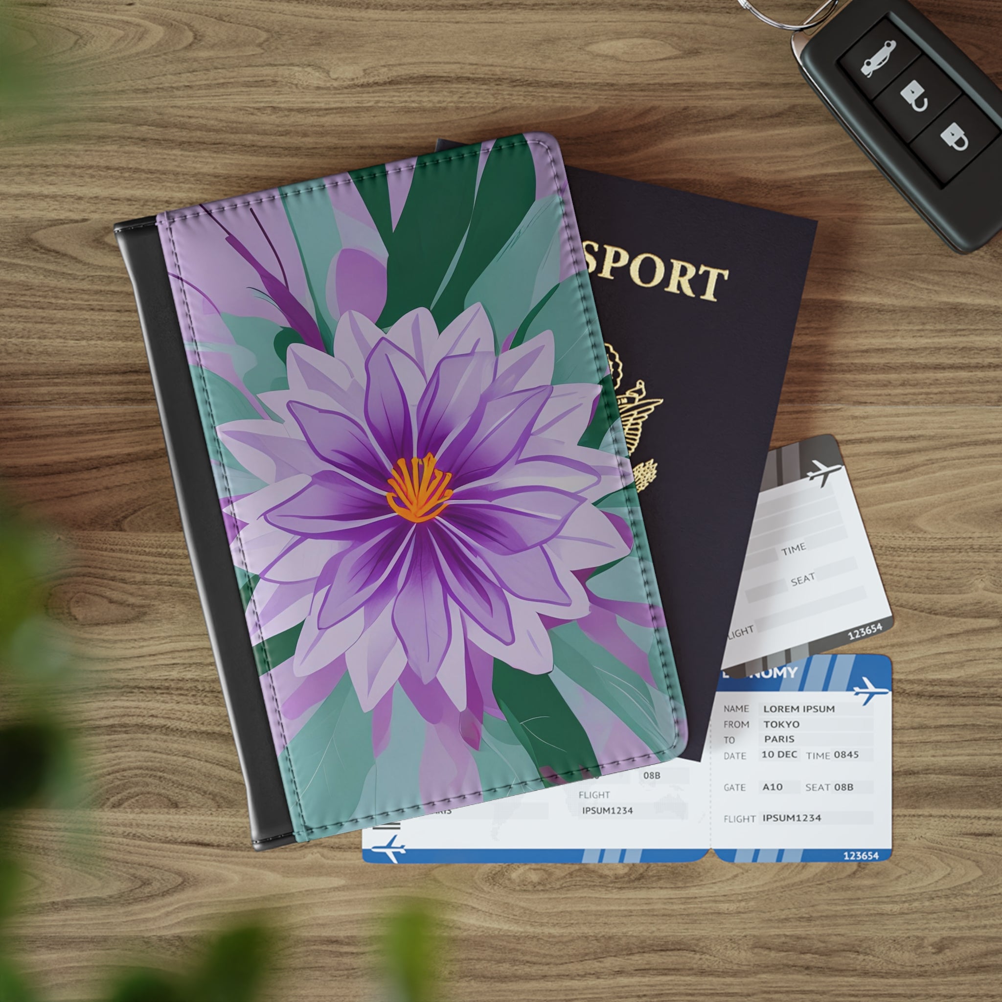 Purple Flower Passport Cover