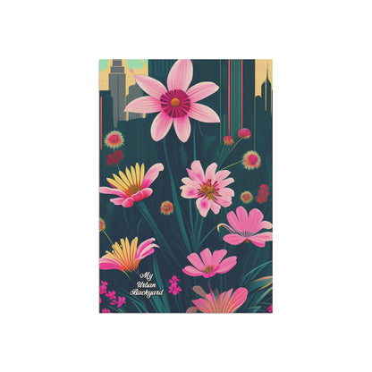 Pink Urban Wildflowers, Garden Flag for Yard, Patio, Porch, or Work, 12"x18" - Flag only