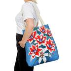 Bouquet of Red White and Blue Flowers Tote Bag with Cotton Handles For Everyday Use, 3 Sizes