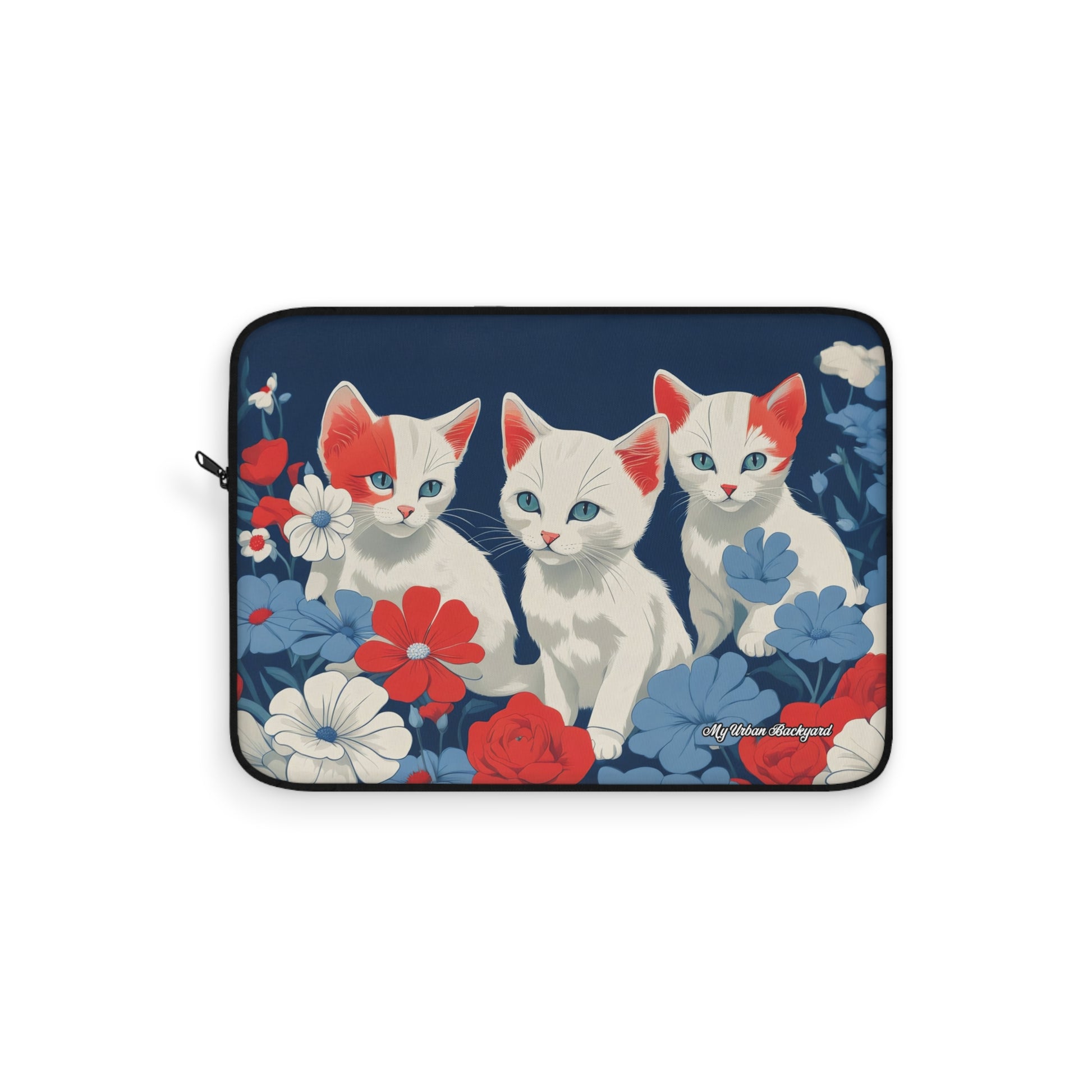 Cute Floral Cat Laptop Sleeve, Perfect for Cat Lovers, Great Gift for Birthdays, Holidays, School, Home Office Decor