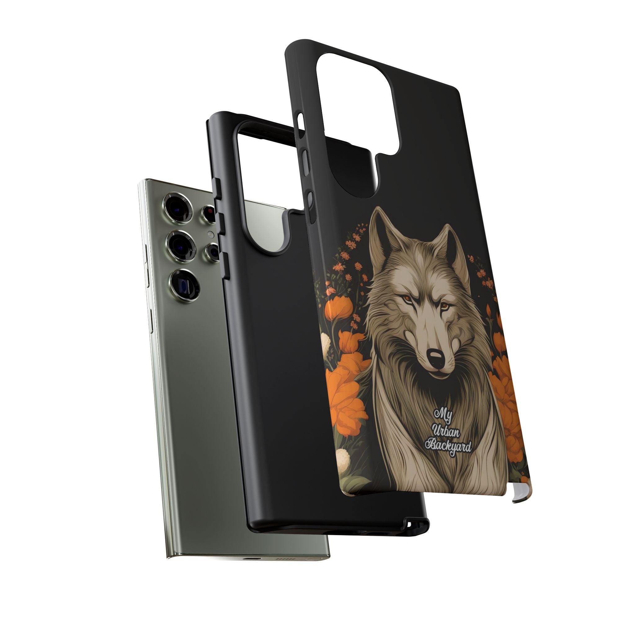 Wolf with Flowers, Animal Cell Phone Case - Apple, Samsung, Google Pixel